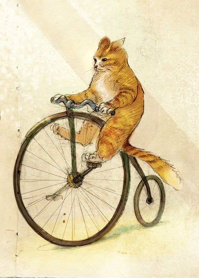 Cat on a Penny Farthing