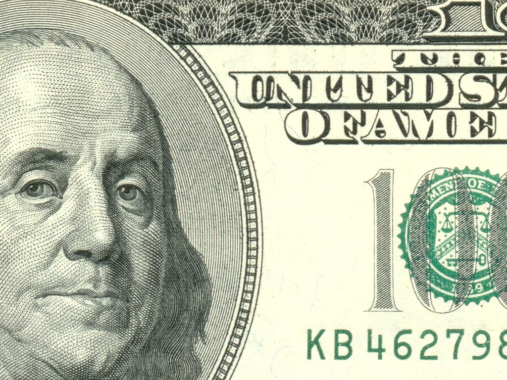 close-up of $100 bill